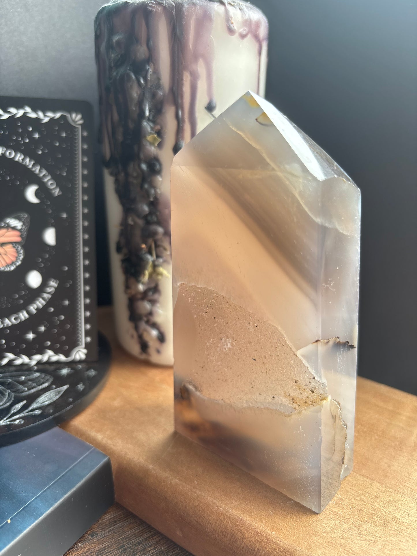 Grey Agate Druzy Tower