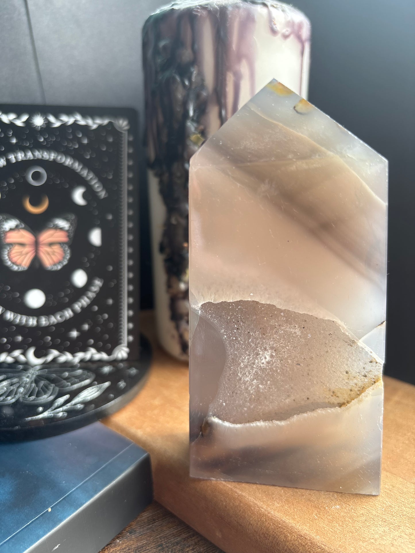 Grey Agate Druzy Tower