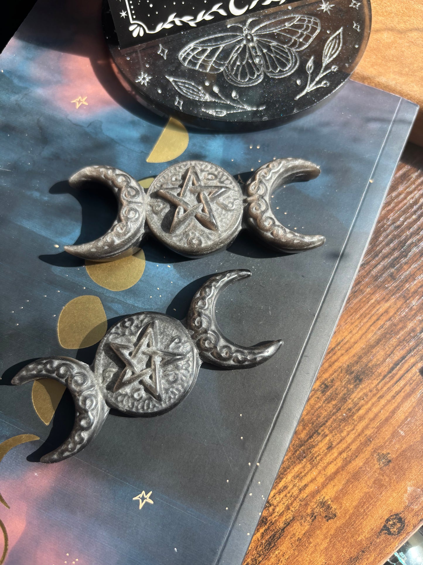 Silver Sheen Obsidian Triple Moon