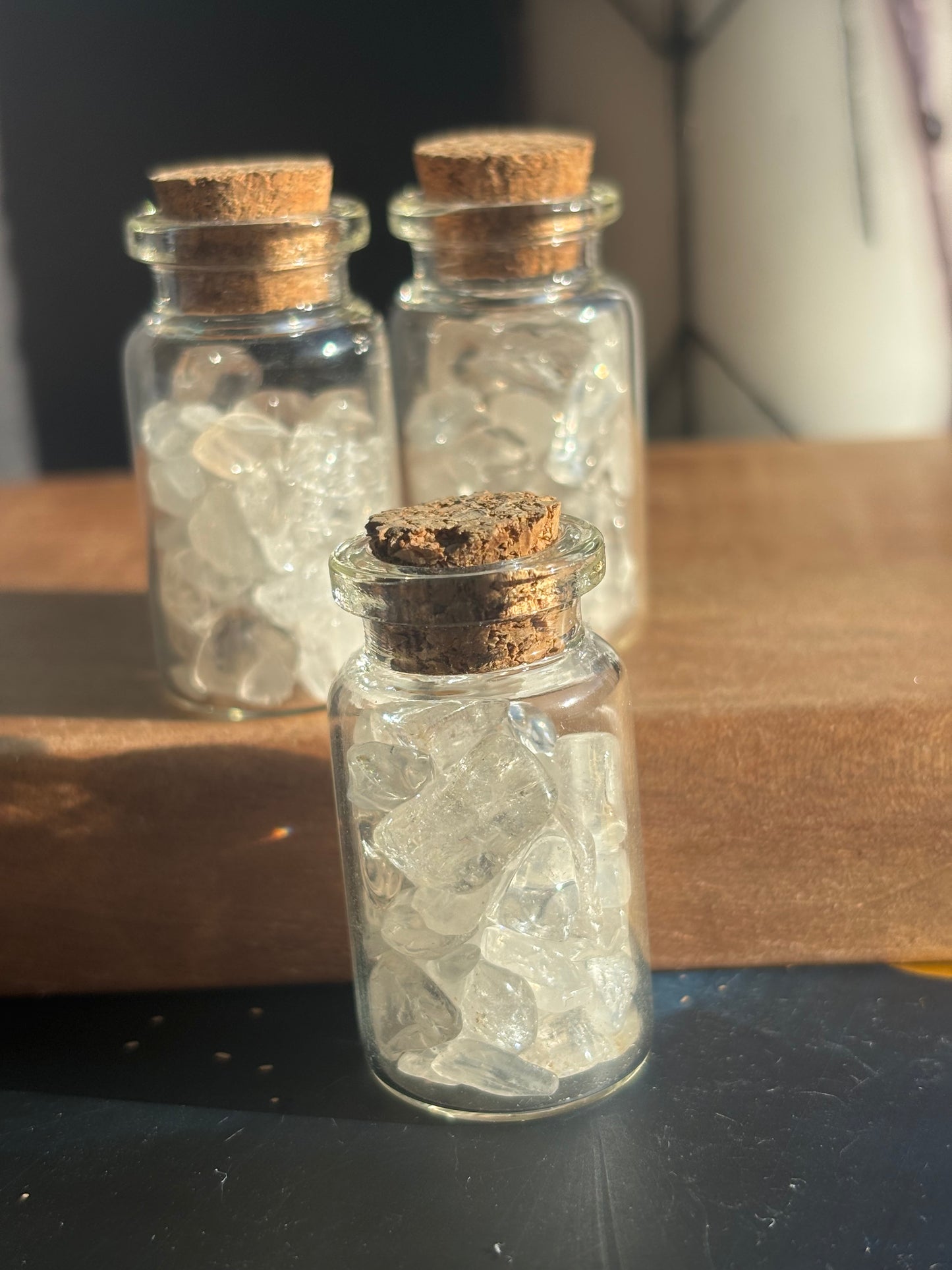 Mini Jar of Clear Quartz Chips