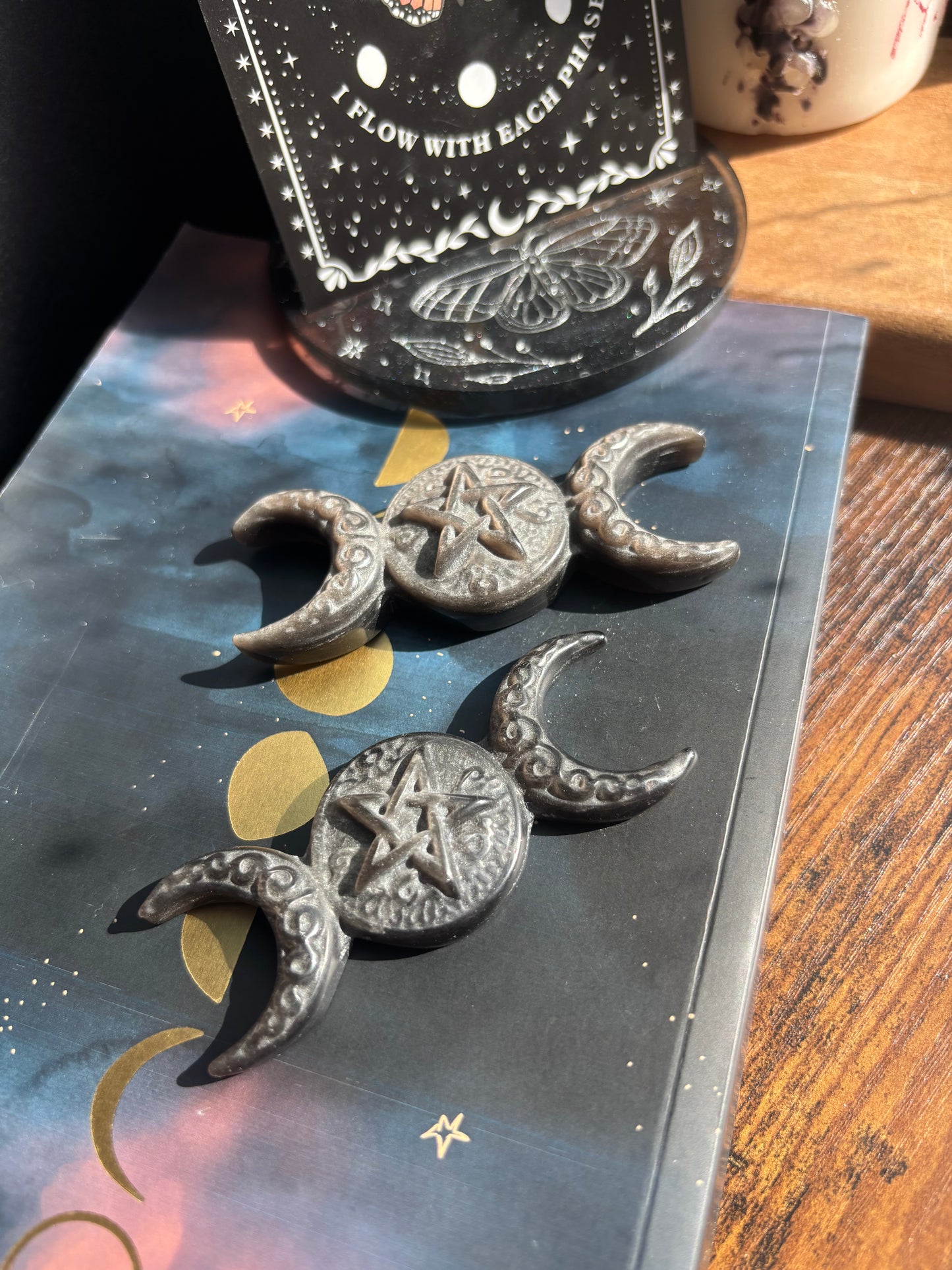 Silver Sheen Obsidian Triple Moon