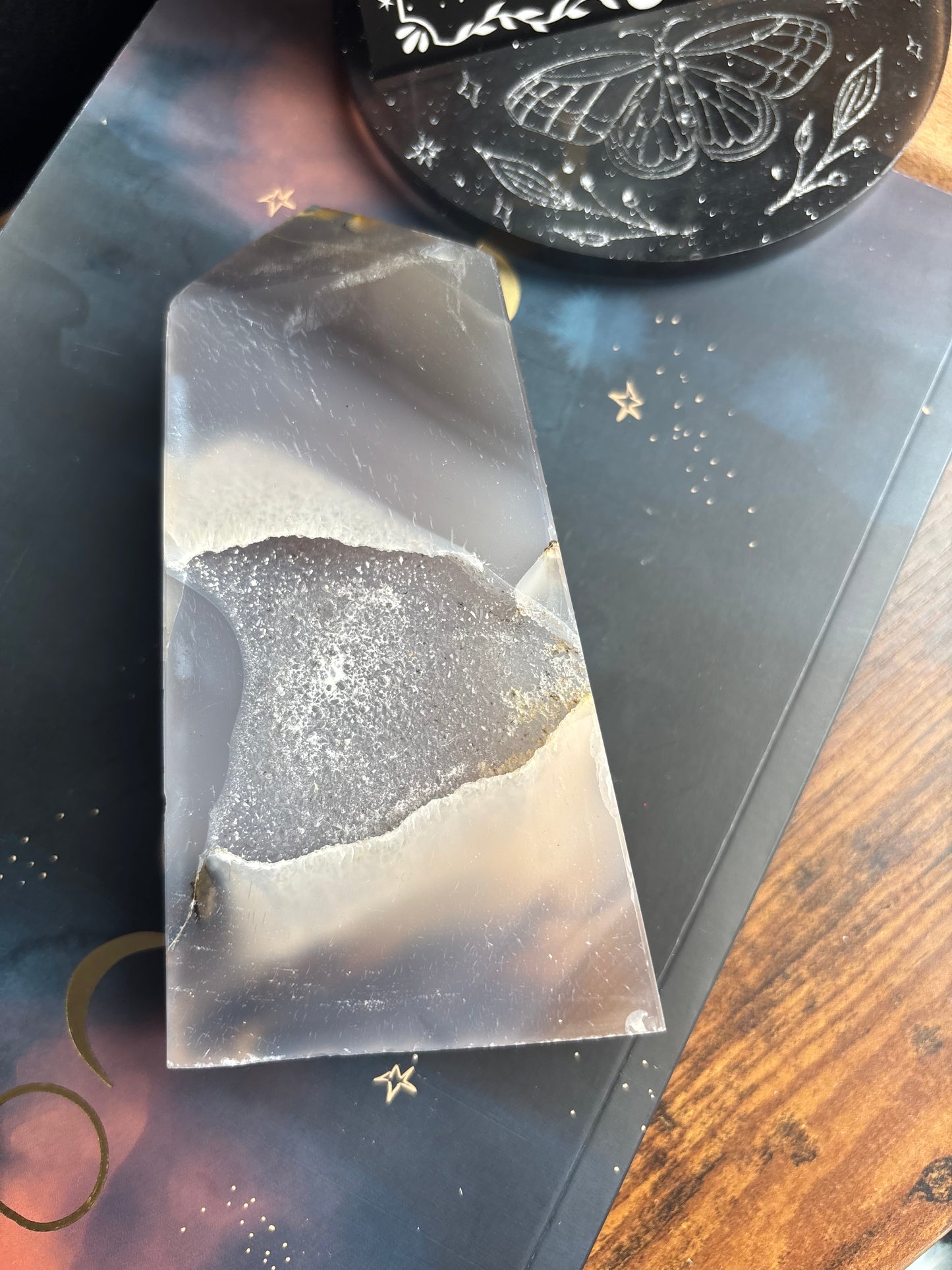 Grey Agate Druzy Tower