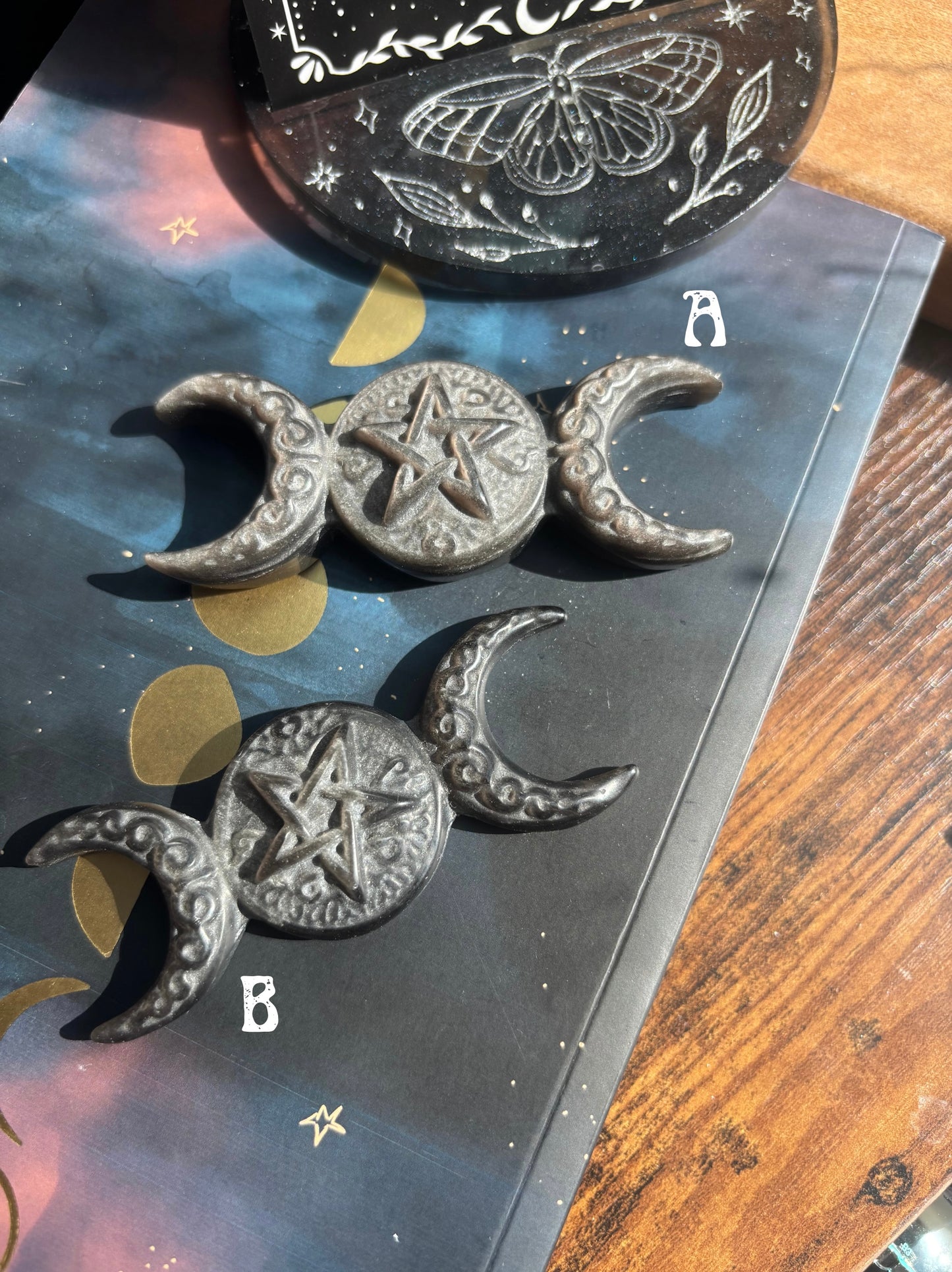Silver Sheen Obsidian Triple Moon