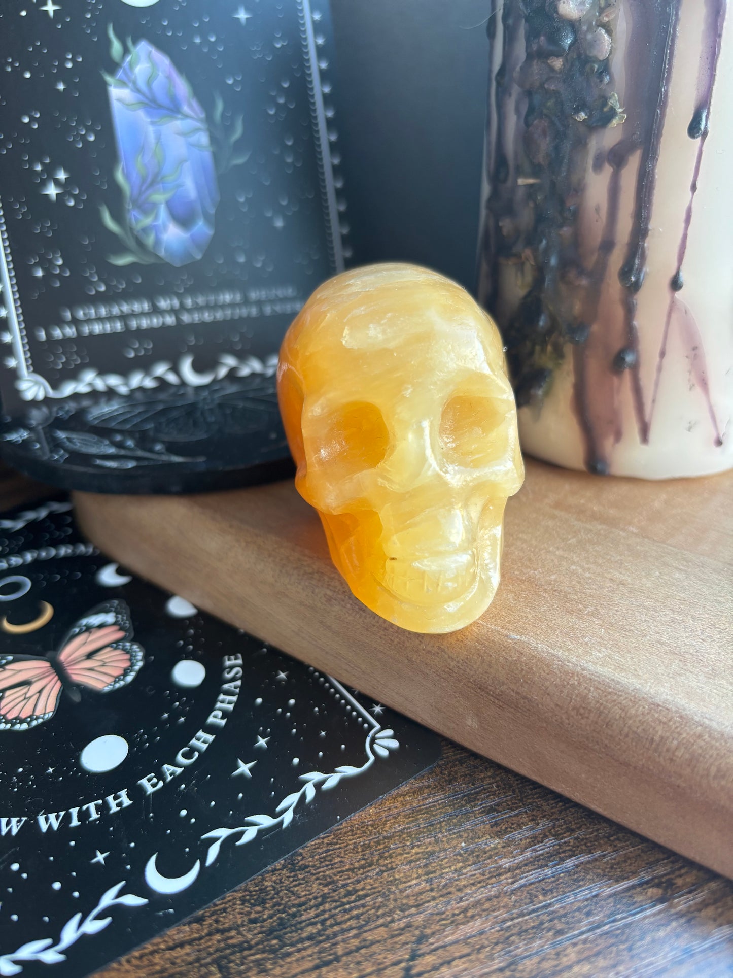 Honey Calcite Skull