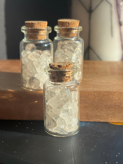 Mini Jar of Clear Quartz Chips