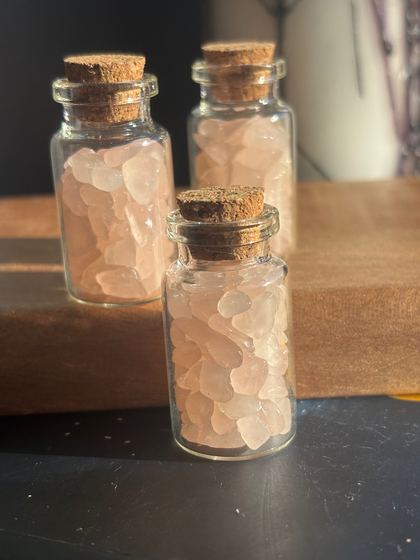 Mini Jar of Rose Quartz Chips
