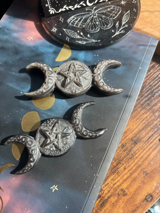 Silver Sheen Obsidian Triple Moon