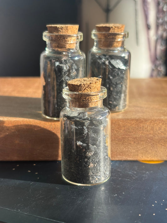 Mini Jar of Black Tourmaline Chips