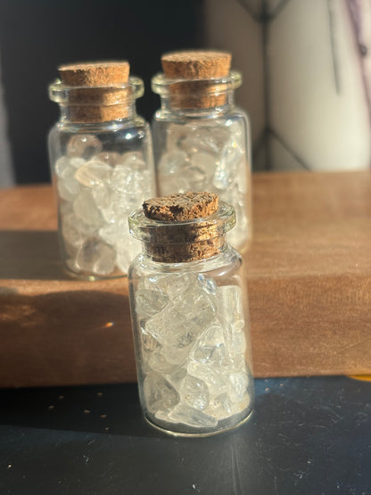 Mini Jar of Clear Quartz Chips