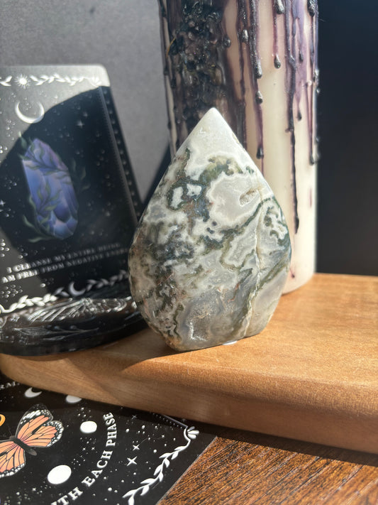 Moss Agate Tear Drop