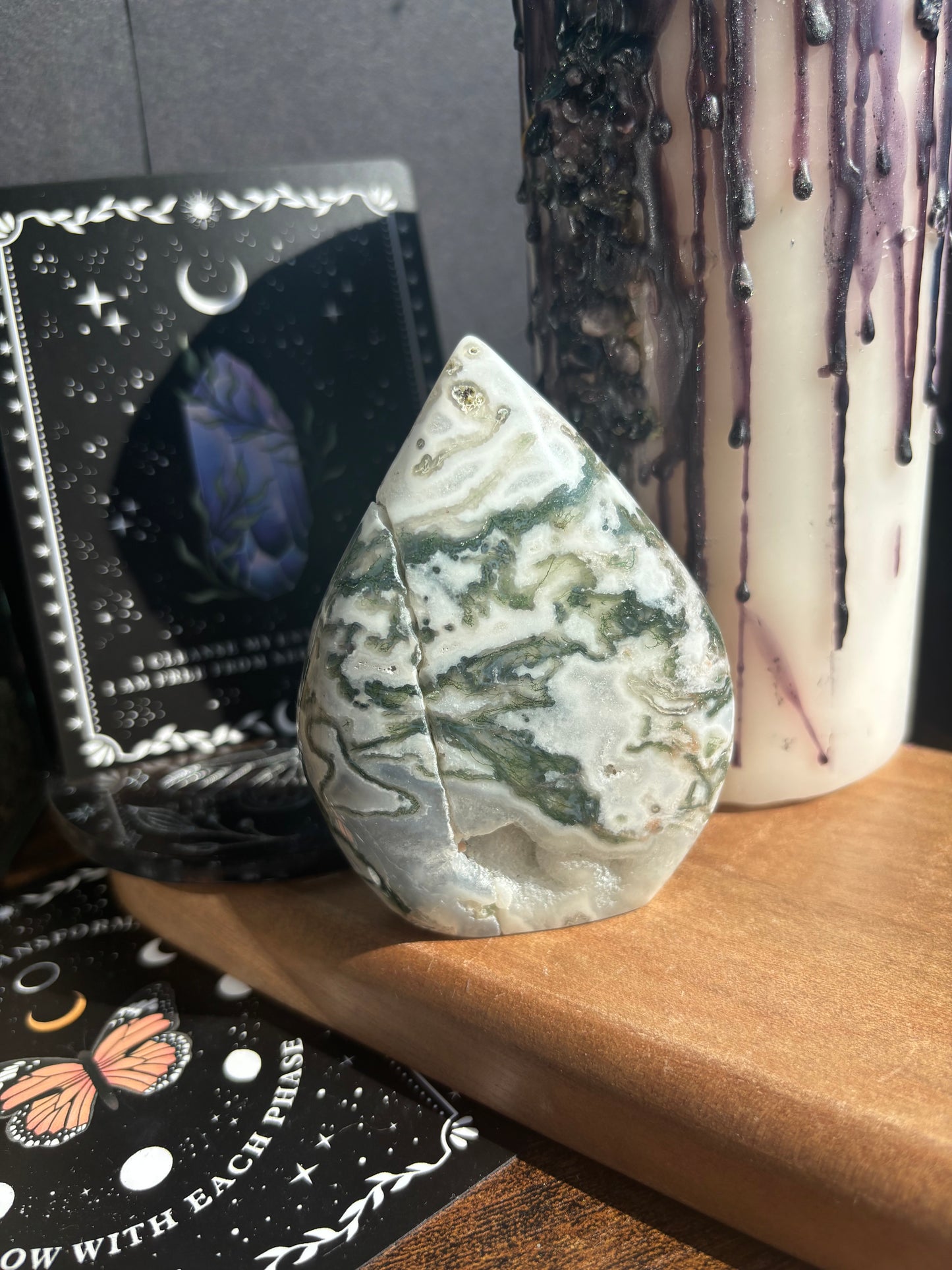 Moss Agate Tear Drop