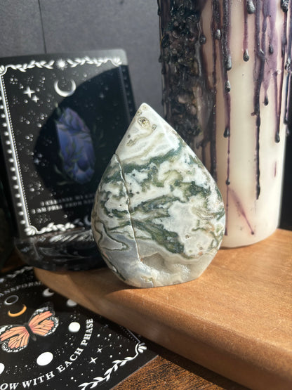 Moss Agate Tear Drop