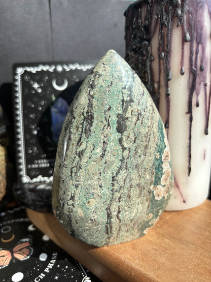 Green Cherry Blossom Jasper Tear Drop