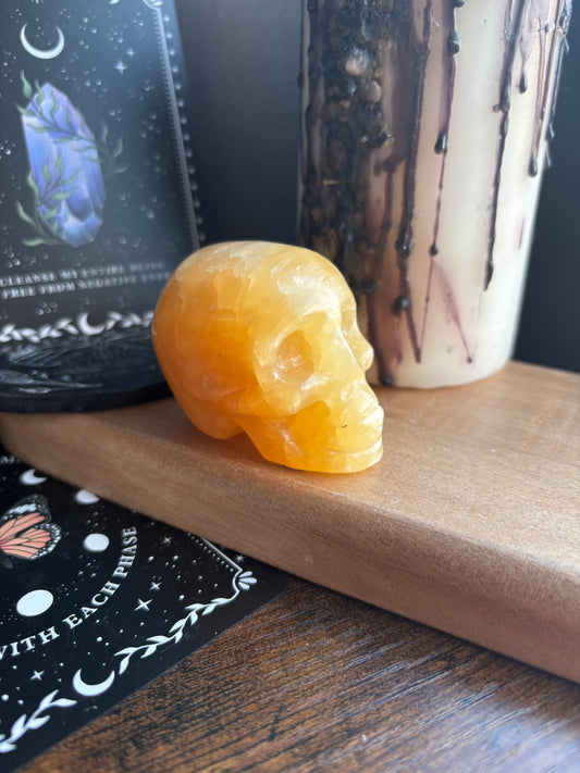 Honey Calcite Skull