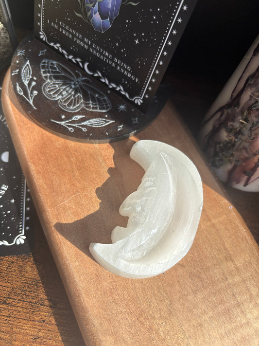 Selenite Moon Face
